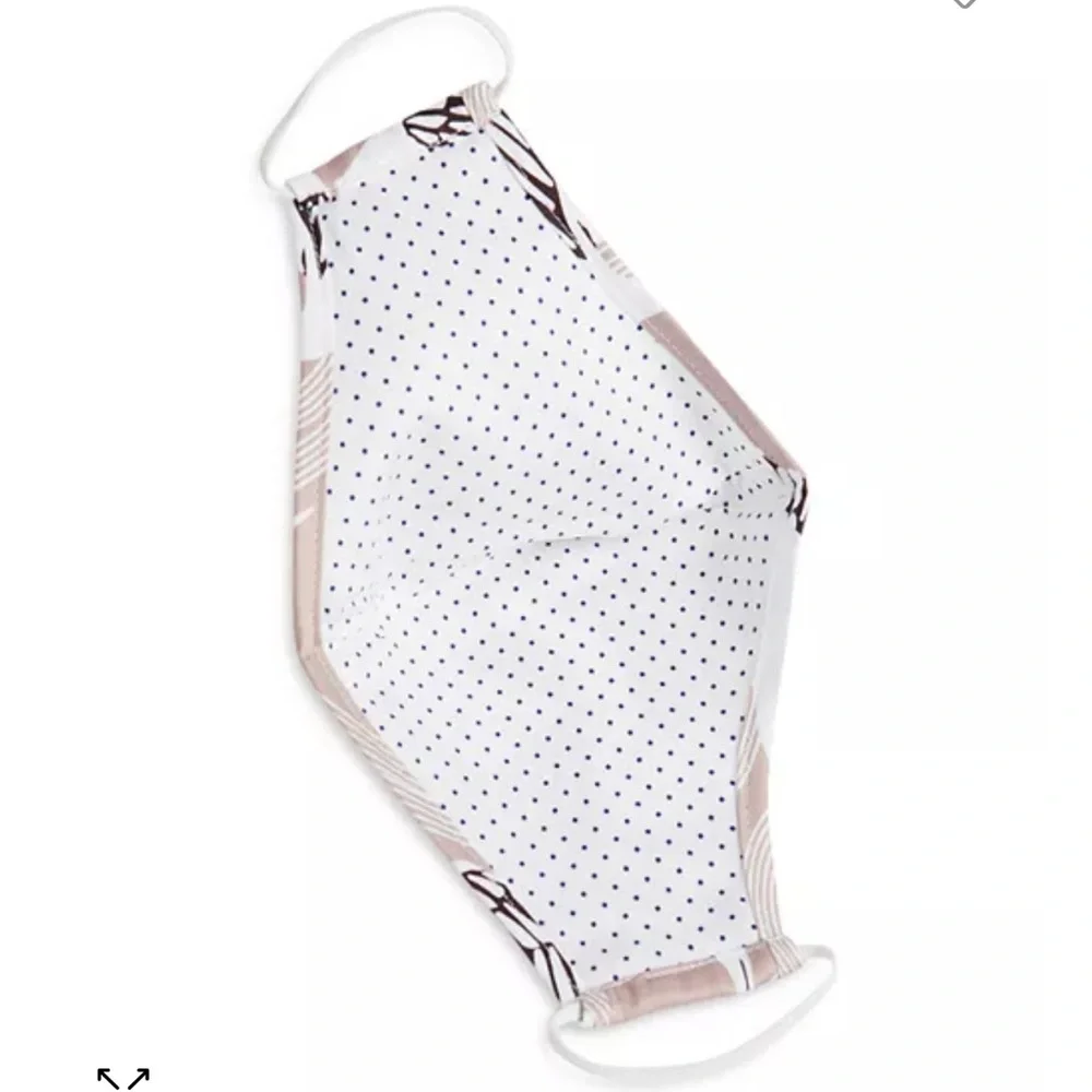 Stylish Tan and White Crane Pattern Face Mask TED BAKER Reversible Reusable